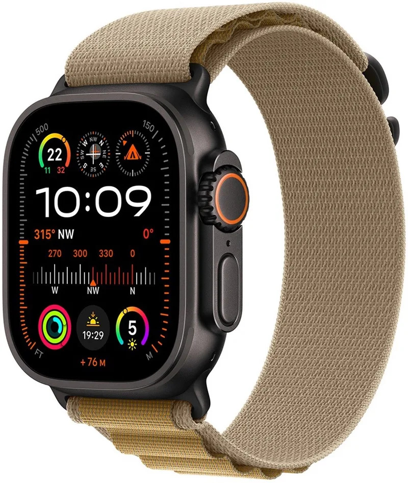 Watch 49mm Alpine Loop - S - Black Titanium Finish - Tan van Apple in Tan – S – productfoto