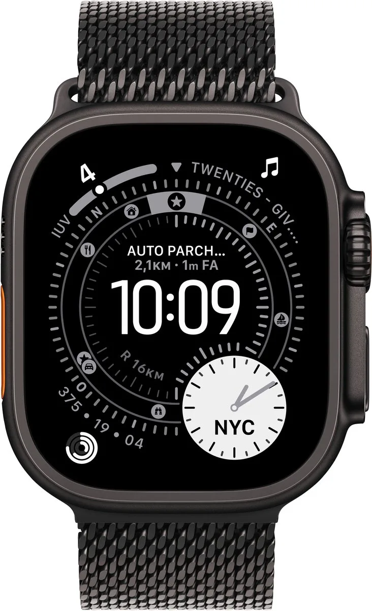 Watch 49mm Titanium Milanese Loop - Smartwatchbandje - Medium - Black van Apple in Black – Medium – productfoto