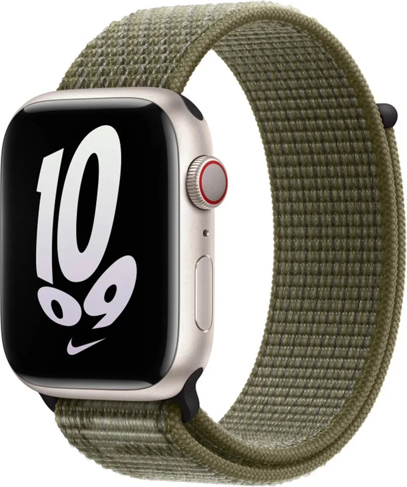 Watch geweven sportbandje - Nike - Voor Apple Watch 3/4/5/6/7/8/SE/Ultra 42/44/45/49mm - Sequoia/Platina by Apple in Green – product photo