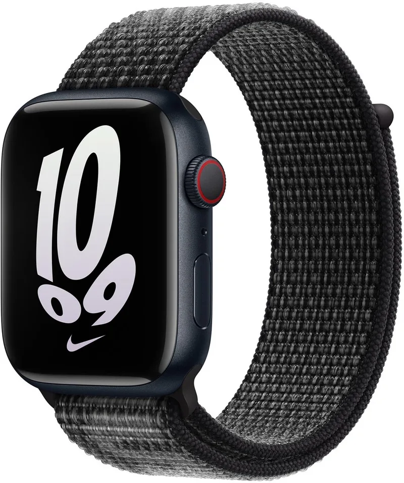 Watch geweven sportbandje - Nike - Voor Apple Watch 3/4/5/6/7/8/SE 38/40/41mm - Zwart/Summit White by Apple in Black, White – product photo