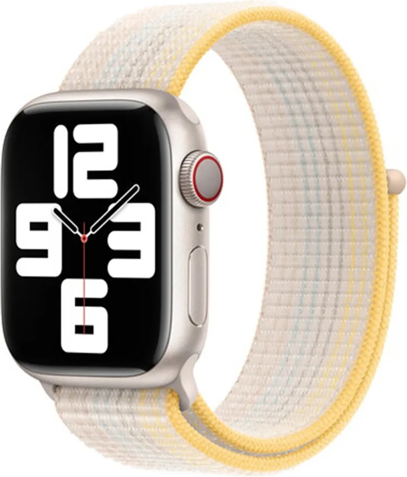 Watch geweven sportbandje - Voor Apple Watch 3/4/5/6/7/8/SE/Ultra 42/44/45/49mm - Sterrenlicht från Apple i Vit – produktbild