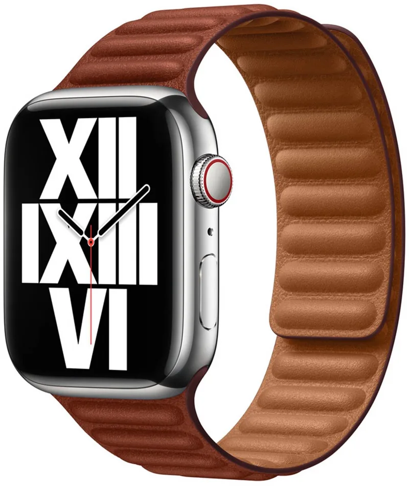 Watch M/L bandje - Leer - Voor Apple Watch 3/4/5/6/7/8/SE/Ultra 42/44/45/49 mm - Omber van Apple in Bruin – M, L – productfoto