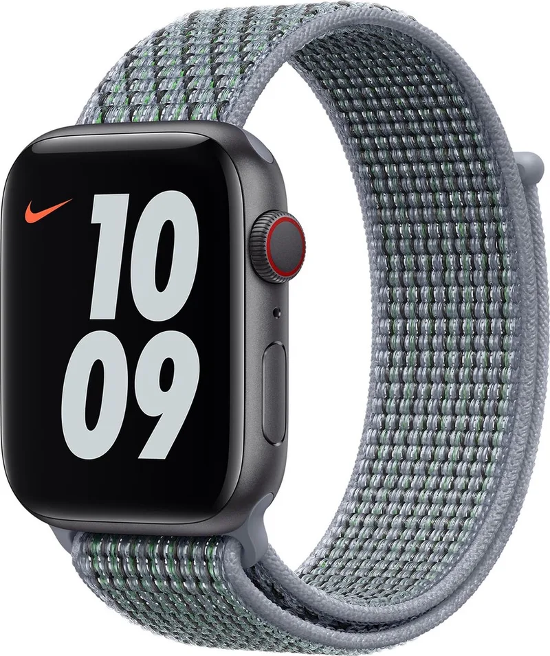 Watch Nike Sport Loop - 44mm - Obsidian Mist - voor Apple Watch SE/5/6 by Apple in Blue, Green – product photo