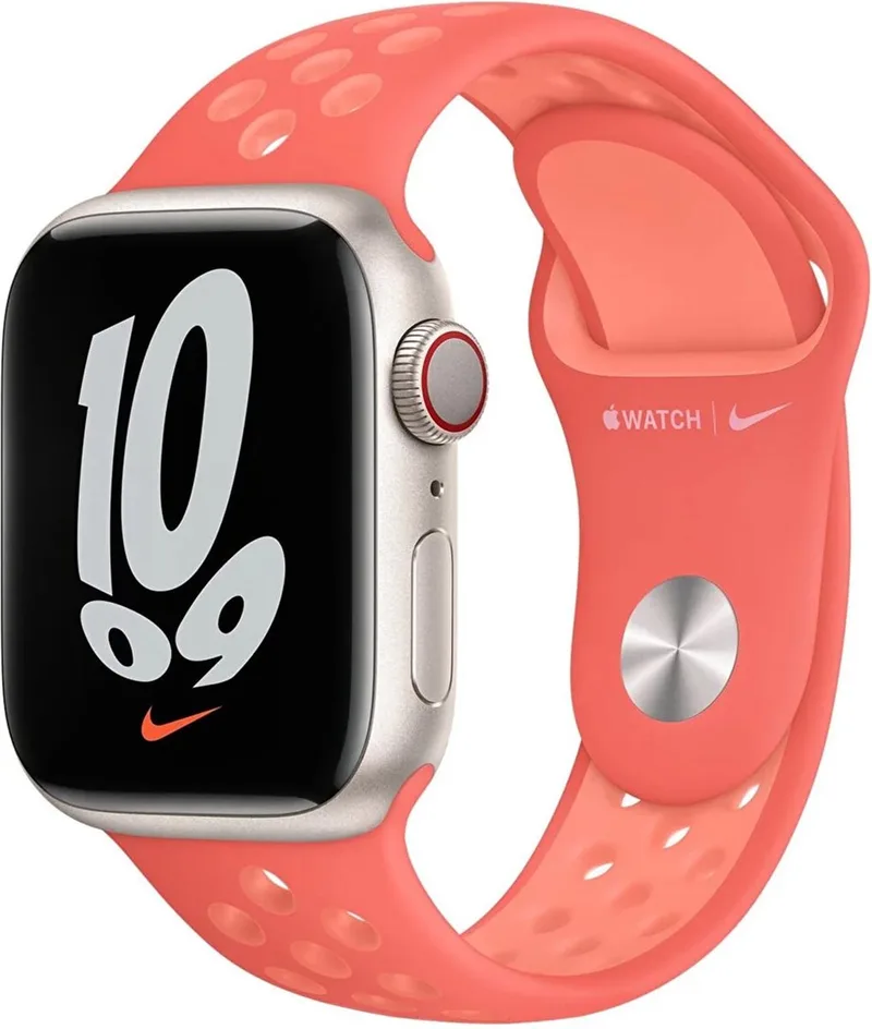 Watch Nike Sportbandje - 41mm - voor Apple Watch SE/5/6/7 by Apple in Magic Ember, Crimson Bliss – product photo