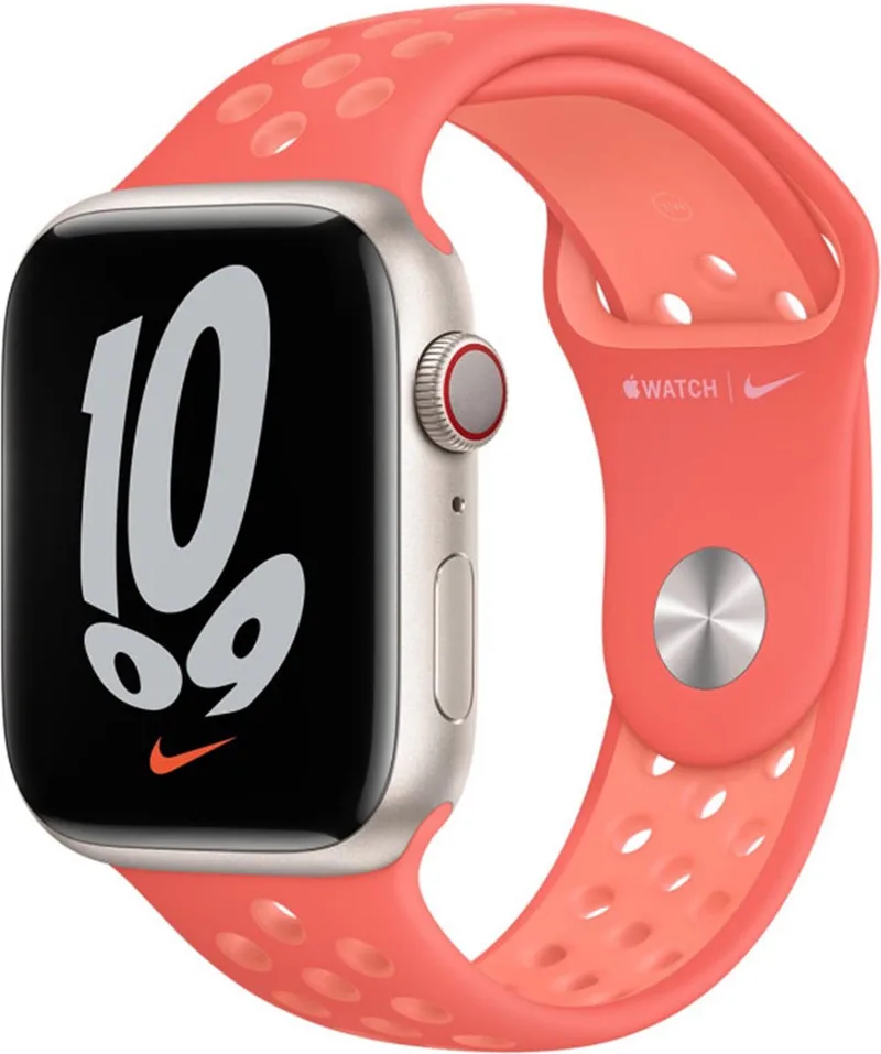 Watch Nike Sportbandje - 45mm - voor Apple Watch SE/5/6/7 by Apple in Magic Ember, Crimson Bliss – product photo