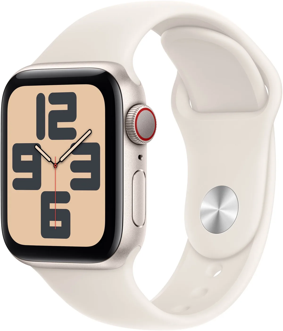 Watch SE 2024 GPS + Cellular 40mm Starlight Aluminium Case with Starlight Sport Band - S/M de Apple en Starlight – S, M – photo produit