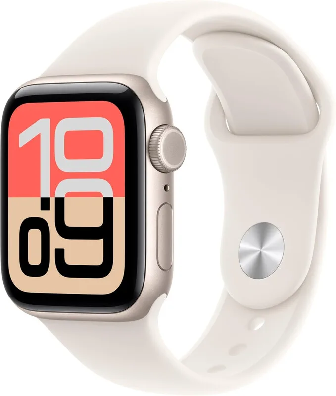 Watch SE 3 GPS 40 mm Starlight aluminium behuizing met Starlight sportband - S/M van Apple – productfoto