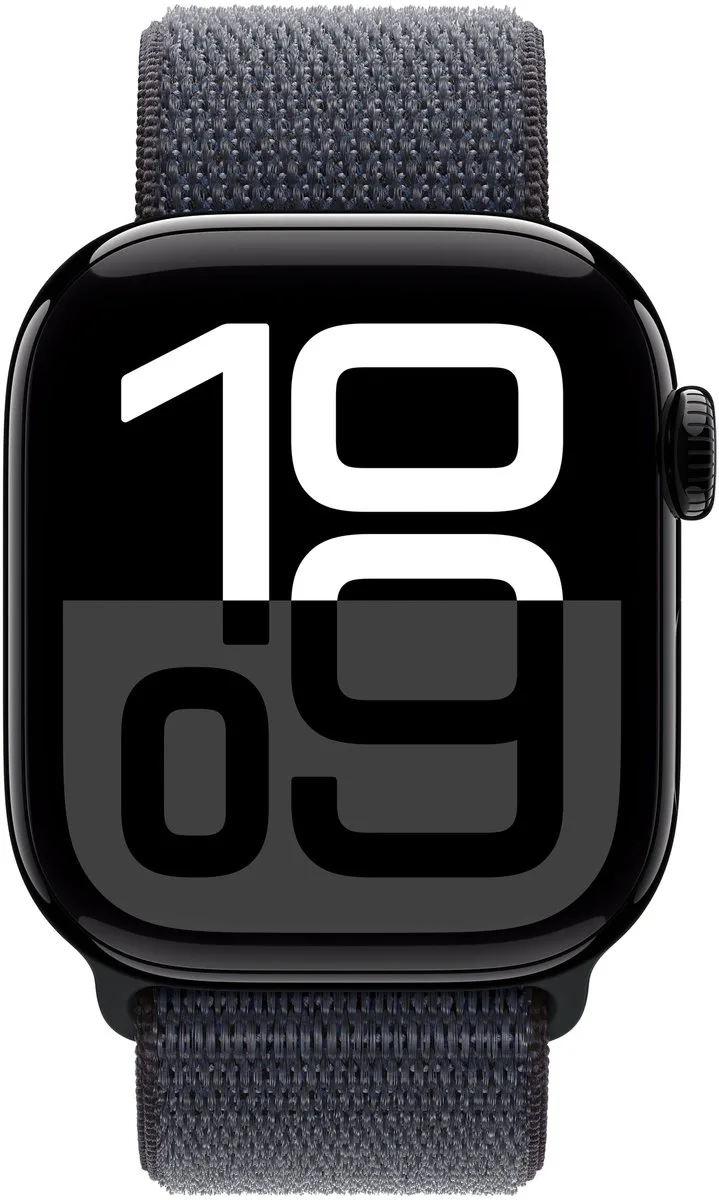 Watch Series 10 - Wifi - 42mm - Zwarte Aluminium Case met Ink Geweven Sportbandje de Apple en Jet Black – photo produit