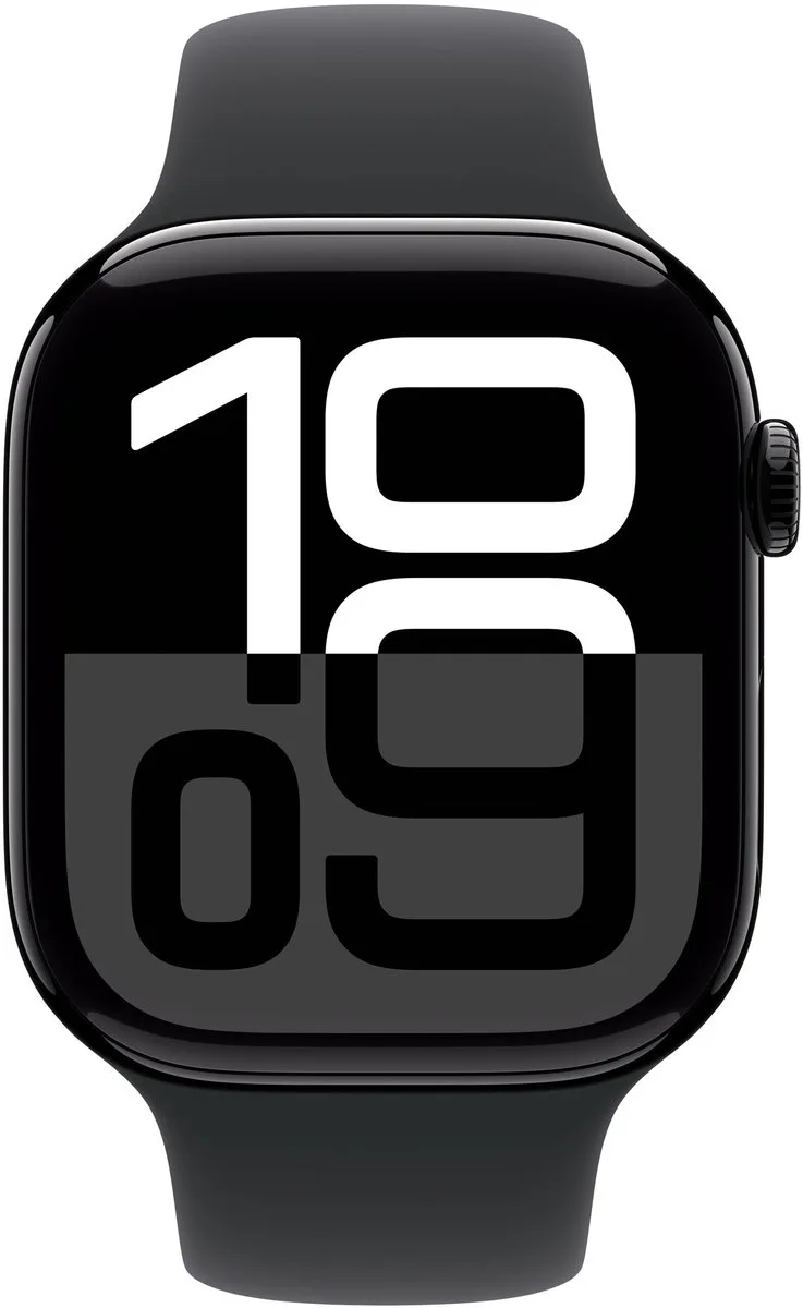 Watch Series 10 - Wifi - 42mm - Zwarte Aluminium Case met Zwart Sportbandje - S/M de Apple en Jet Black – S, M – photo produit
