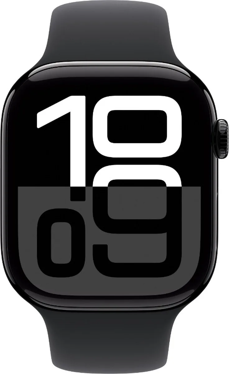 Watch Series 10 - Wifi + 4G - 42mm - Zwarte Aluminium Case met Zwart Sportbandje - S/M de Apple en Jet Black – S, M – photo produit