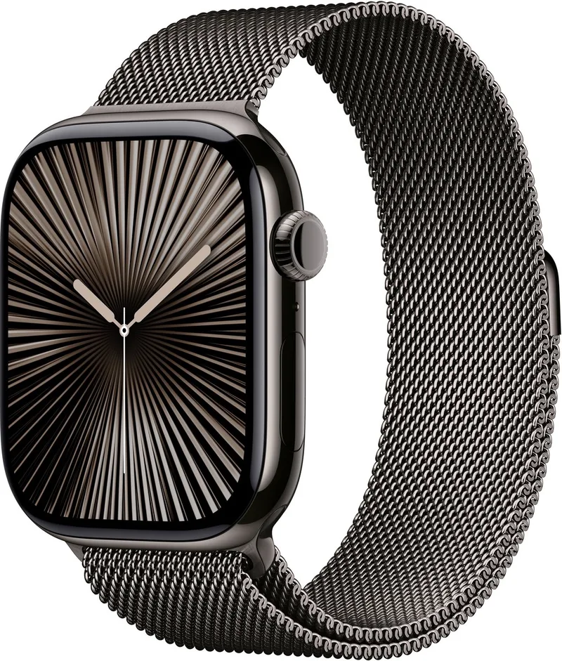 Watch Series 10 - Wifi + 4G - 46mm - Slate Titanium Case met Slate Milanese band - M/L van Apple in Slate – M, L – productfoto