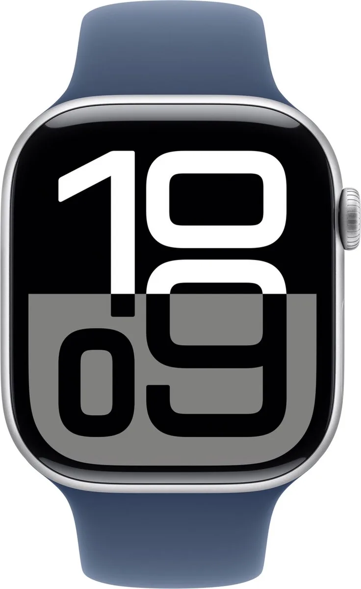 Watch Series 10 - Wifi + 4G - 46mm - Zilveren Aluminium Case met Denim Sportbandje - M/L van Apple in Silver – M, L – productfoto