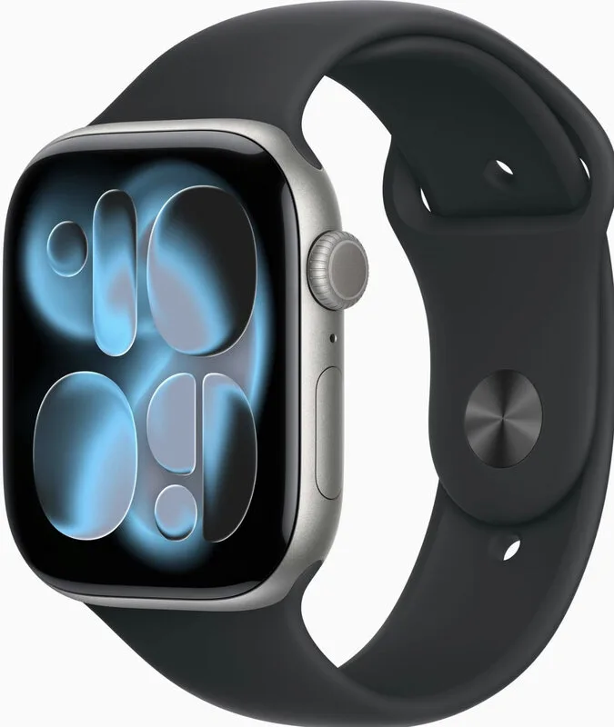 Watch Series 11 42 mm, GPS + Cellular, Aluminium, Sportband M/L, Grijs (Zwart) by Apple – product photo