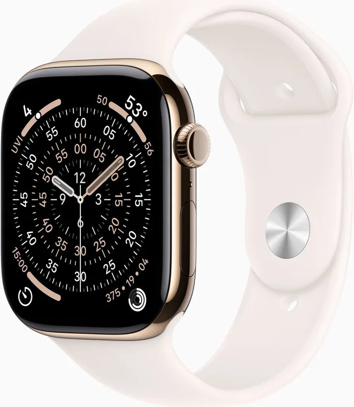 Watch Series 11 gps + mobiel netwerk 42 mm, goudkleurig titanium fra Apple – produktbillede