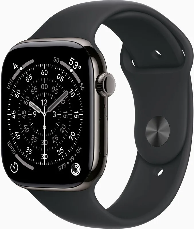 Watch Series 11 GPS + mobiel netwerk 42 mm, leisteentitanium fra Apple – produktbillede