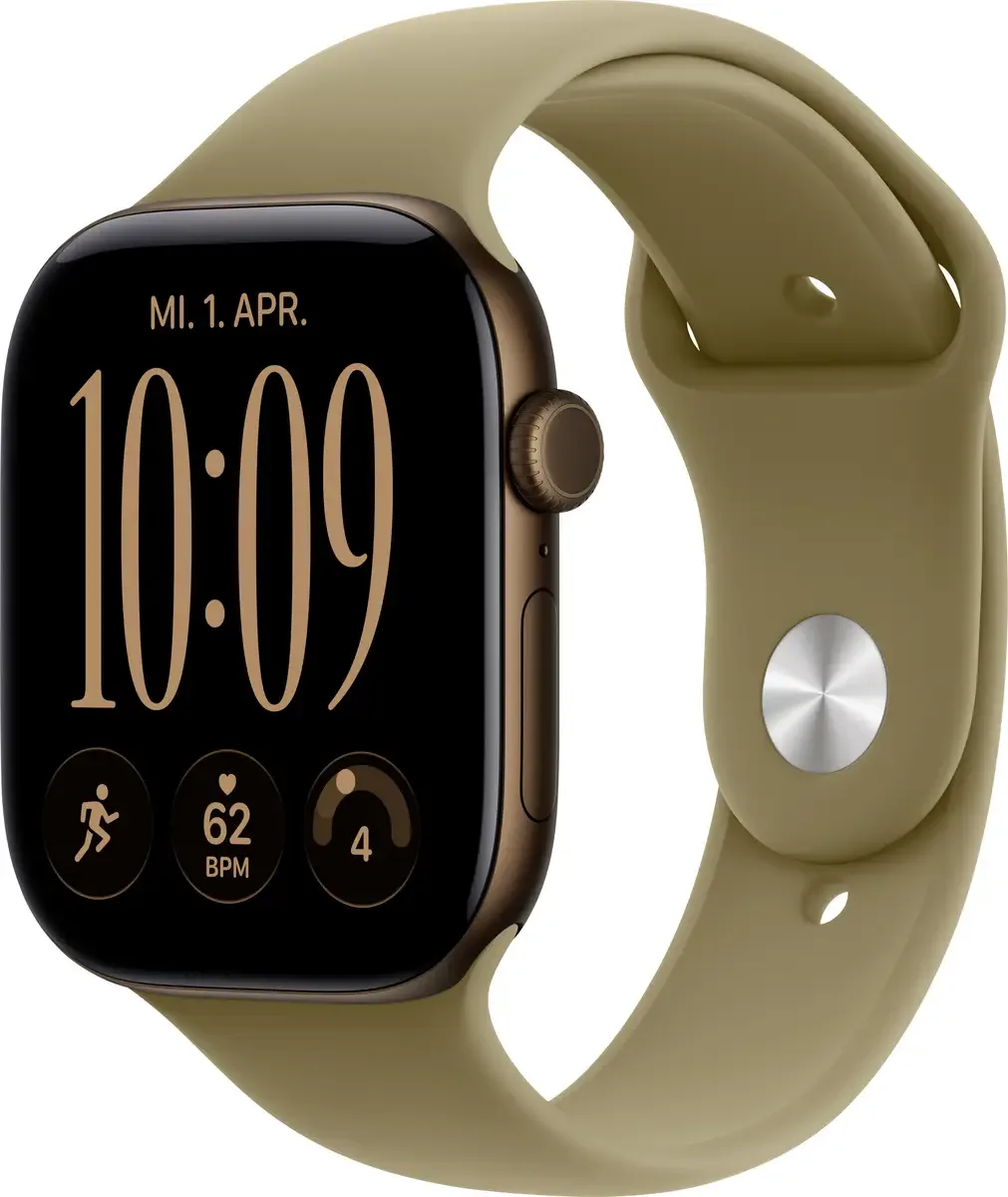 Watch Series 12 Cellular 46 mm Dunkelbronze Sportarmband S/M von Apple – Produktfoto