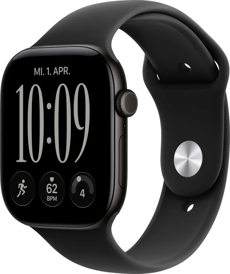 Watch Series 12 Cellular 46 mm Schwarz Sportarmband S/M van Apple – productfoto