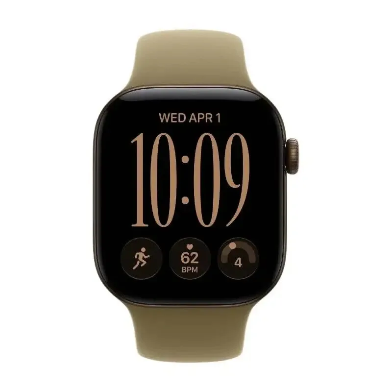 Watch Series 12 GPS 42 mm Dunkelbronze Aluminiumgehäuse mit Oliv Sportarmband - M/L de Apple – photo produit
