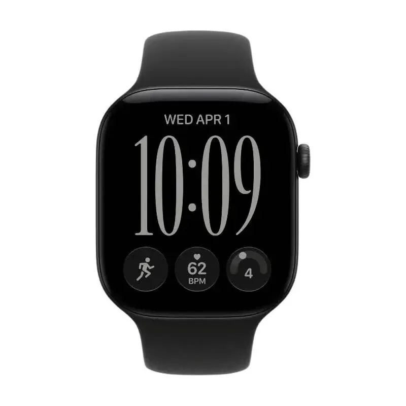 Watch Series 12 GPS 46 mm schwarzes Aluminiumgehäuse mit schwarzem Sportarmband - S/M de Apple – photo produit