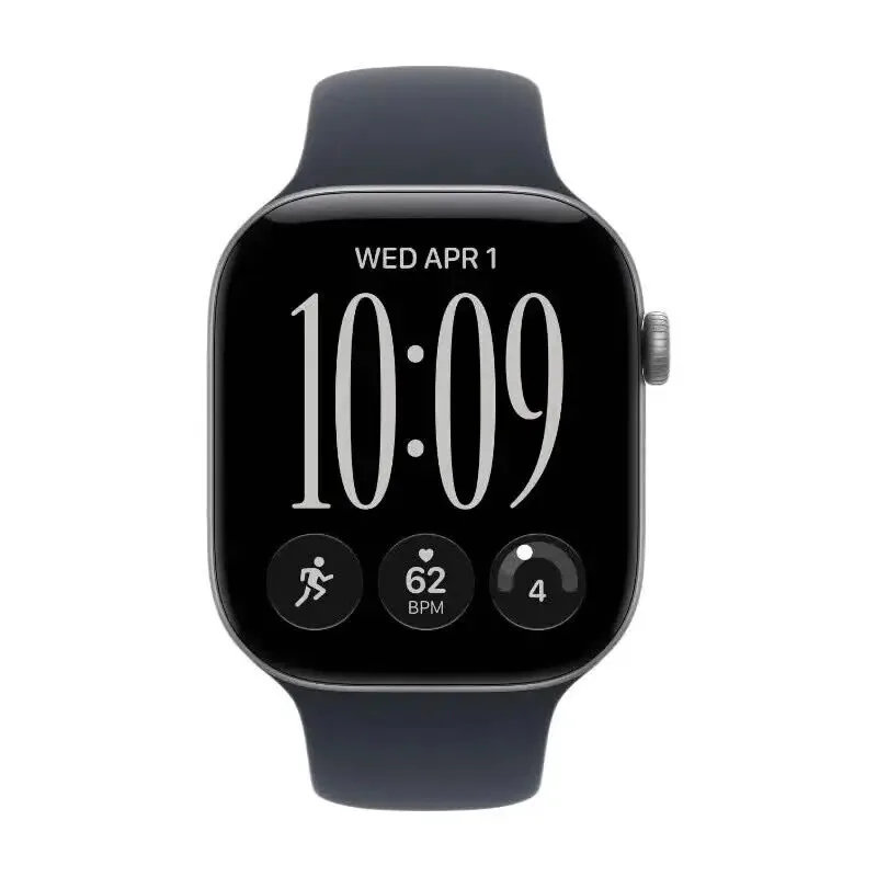 Watch Series 12 GPS 46 mm Spacegrau Aluminiumgehäuse mit Marineblau Sportarmband - M/L van Apple – productfoto