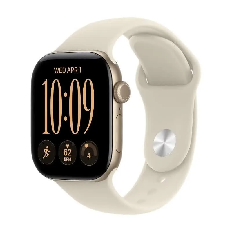 Watch Series 12 GPS + Cellular 42 mm Lichtgouden Aluminium Kast met Zand Sportband - S/M de Apple – photo produit