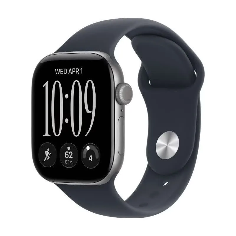 Watch Series 12 GPS + Cellular 42 mm spacegrijs aluminium kast met navyblauw sportbandje - S/M by Apple – product photo