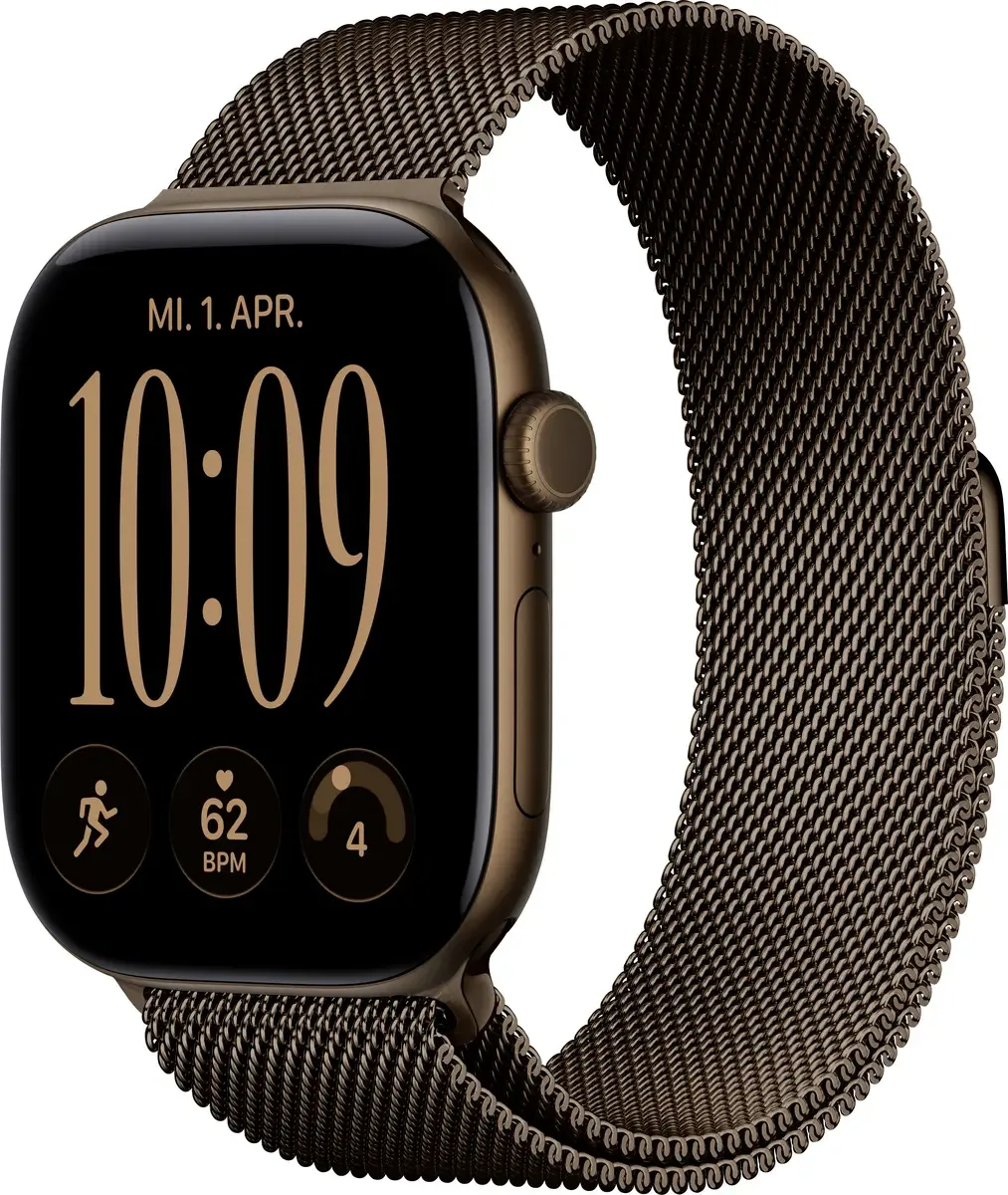 Watch Series 12 GPS + Cellular 46 mm Aluminiumgehäuse Milanese Loop Dunkel-Bronze S/M de Apple – photo produit