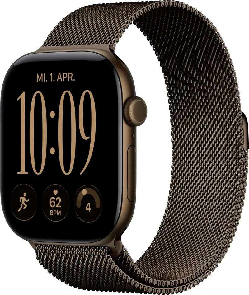 Watch Series 12 GPS + Cellular 46 mm Aluminiumgehäuse Milanese Loop Dunkel-Bronze M/L von Apple – Produktfoto
