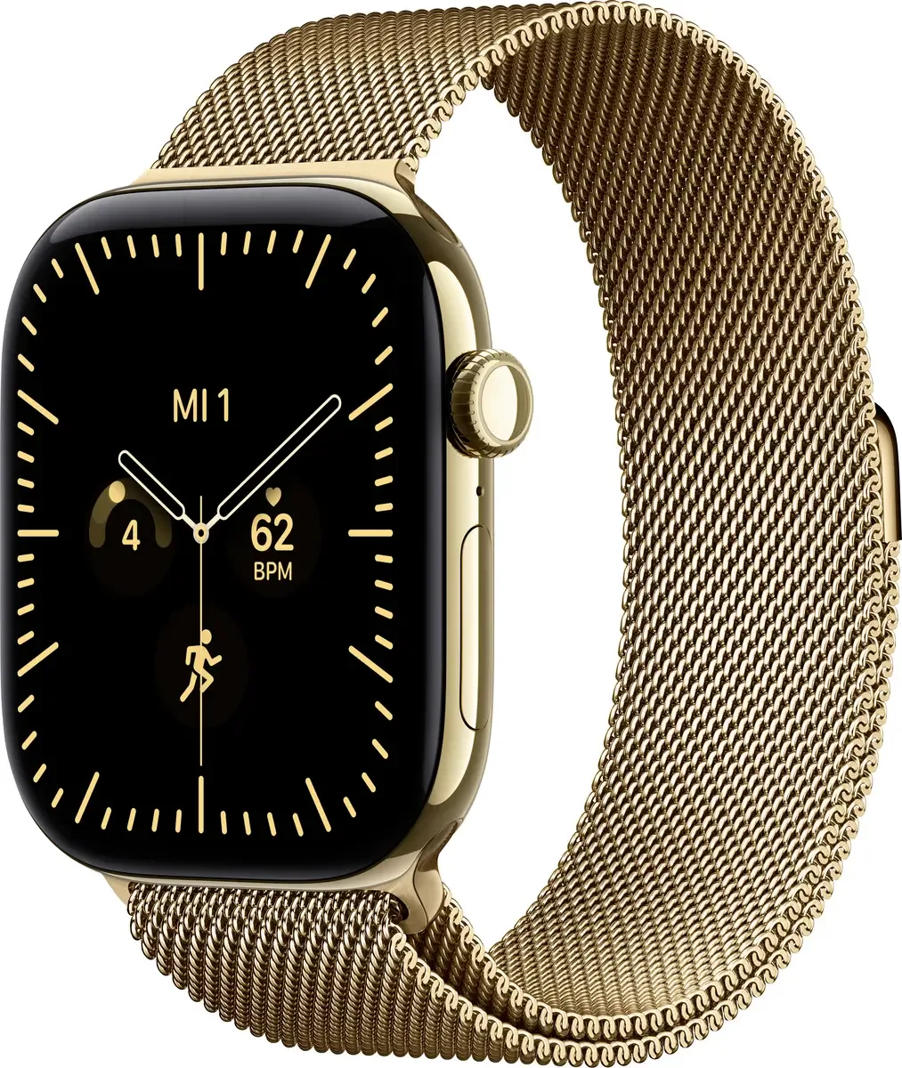Watch Series 12 GPS + Cellular 46 mm Titangehäuse Milanese Loop Brillantgold M/L van Apple – productfoto
