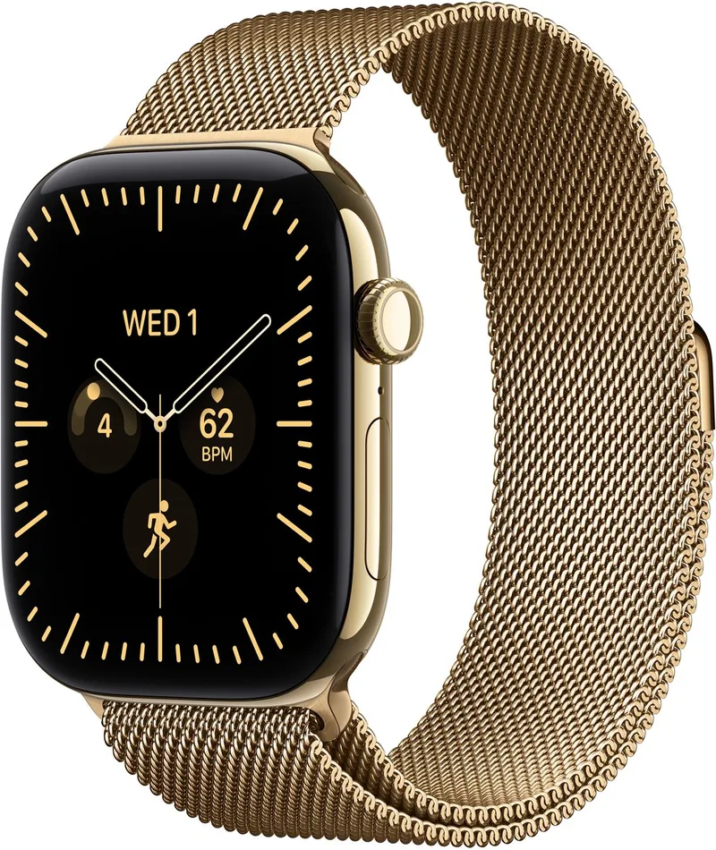 Watch Series 12 - Wifi + 5G - 42 mm - Lichtgoud - S/M de Apple en Lichtgoud Milanees bandje – S, M – photo produit