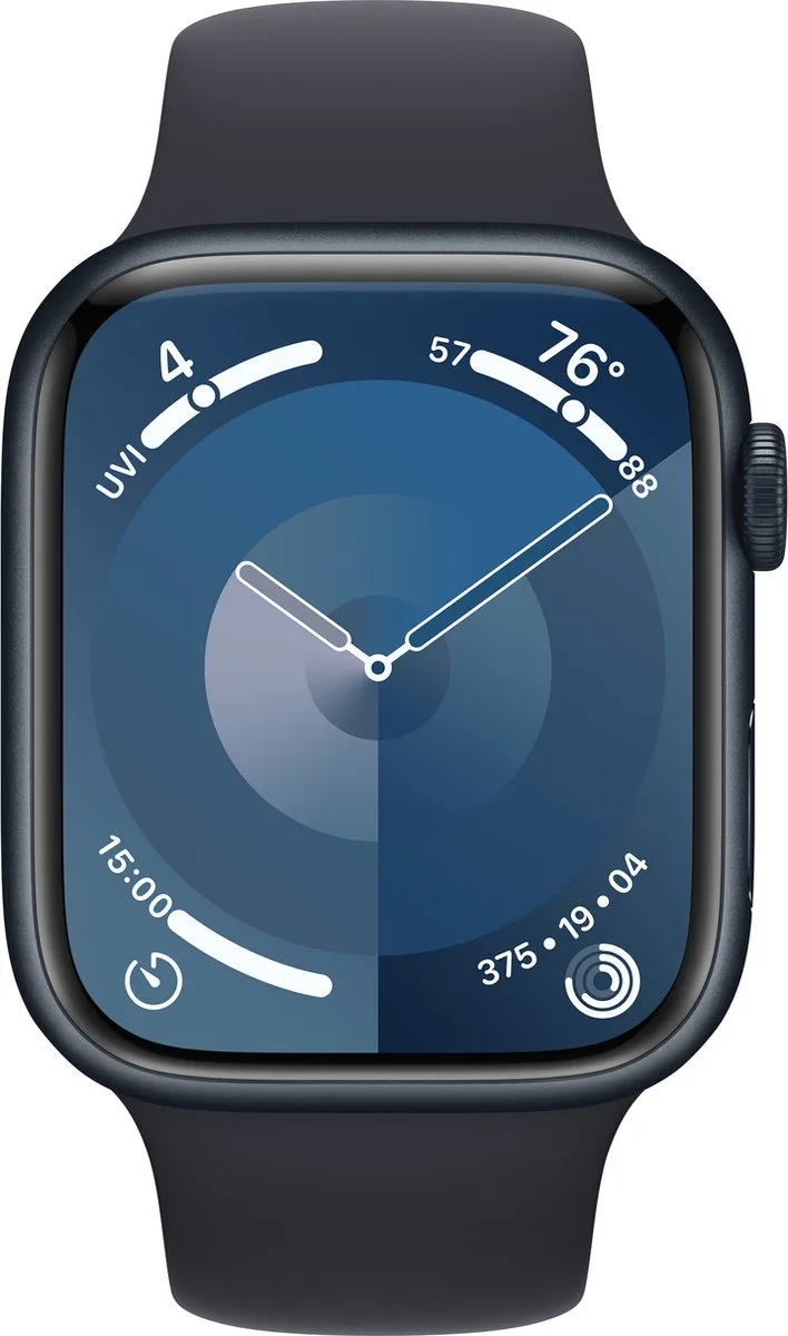 Watch Series 9 - GPS + Cellular - 45mm - Midnight Aluminium Case with Midnight Sport Band - M/L van Apple in Middernacht M, L – productfoto