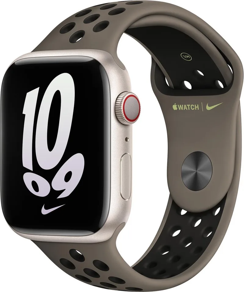 Watch sportbandje - Nike - Voor Apple Watch 3/4/5/6/7/8/SE 38/40/41mm - Olive Grey/Zwart de Apple en Gris, Noir – photo produit