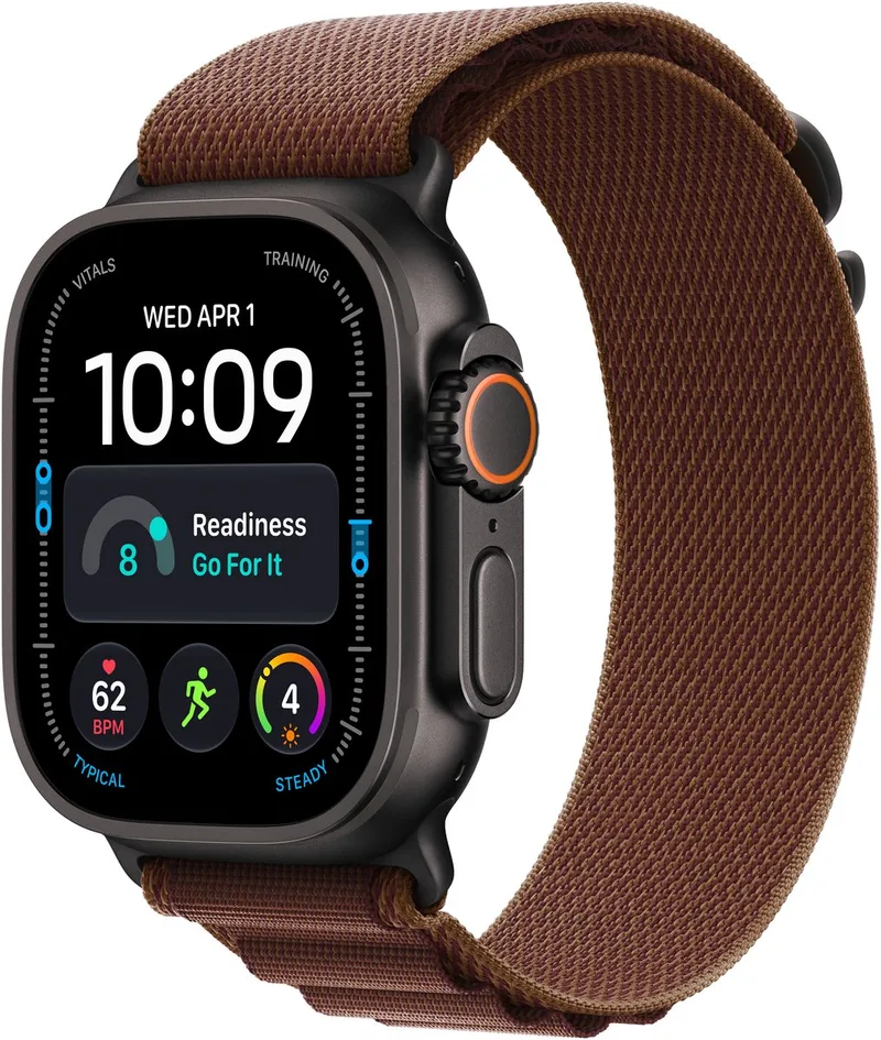Watch Ultra 4 49mm Zwart (Rode Textiel Band M) by Apple in Rood Alpine-bandje – M – product photo