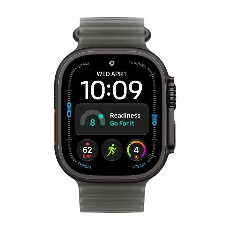 Watch Ultra 4 - GPS + Cellular - 49 mm - Schwarzes Titangehäuse mit durchscheinendem schwarzem Ocean Armband de Apple – photo produit