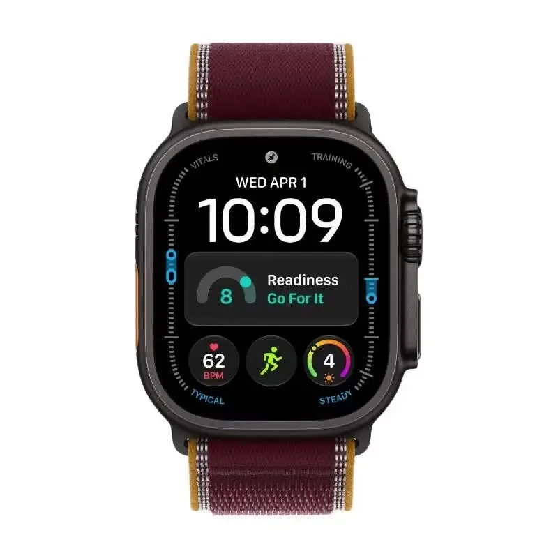 Watch Ultra 4 - GPS + Cellular - 49 mm - Schwarzes Titangehäuse mit Burgunder Alpine Loop (M) från Apple – produktbild