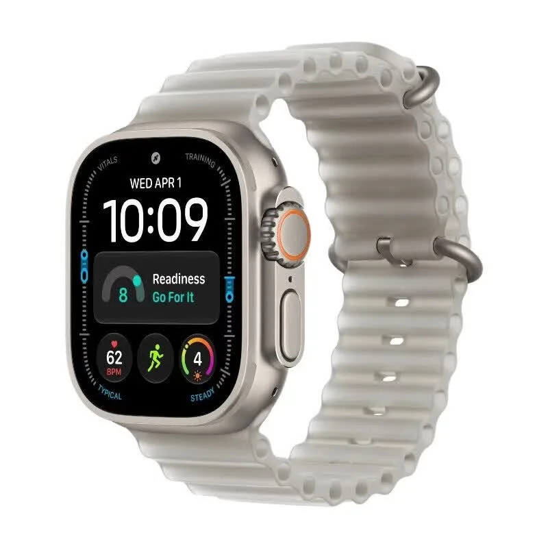 Watch Ultra 4 - GPS + Cellular - 49 mm - titanium kast met doorschijnend grijs Ocean-bandje by Apple – product photo