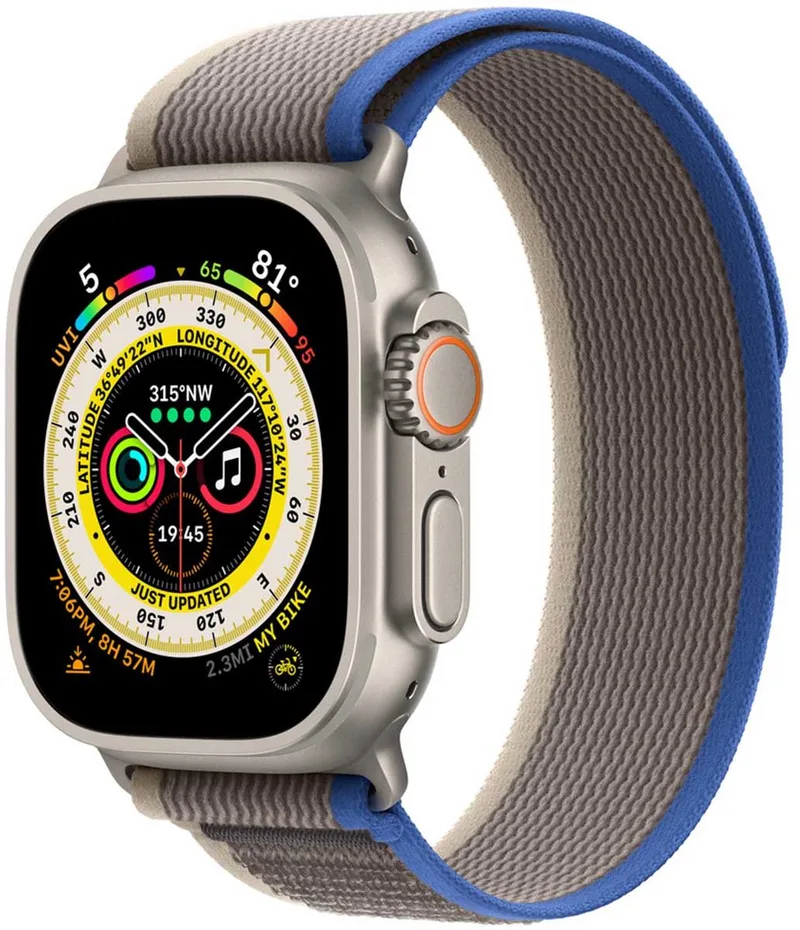 Watch Ultra Trail bandje - 49mm - Blauw/Grijs- Medium/Large från Apple i Blå, Grijs – M, L – produktbild