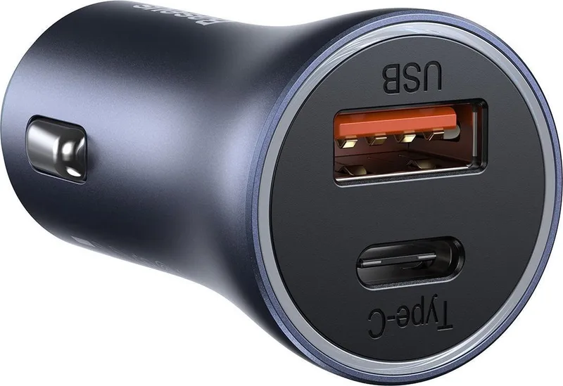 2 in 1 Autolader USB C & USB A 4.0 - 40W - Snellader - Car Fast/Quick Charger - Space Gray by Baseus in Grey – product photo