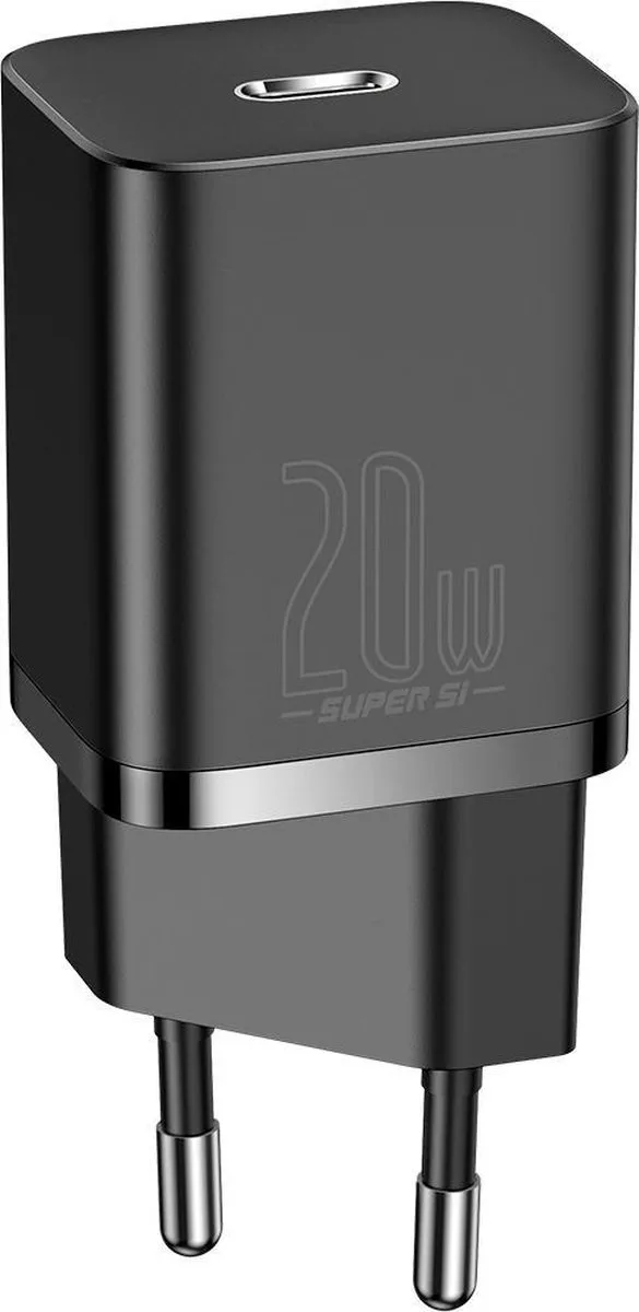 20W USB C Adapter / Stekker / Oplader Snellader voor Samsung & Apple från Baseus i Svart – produktbild