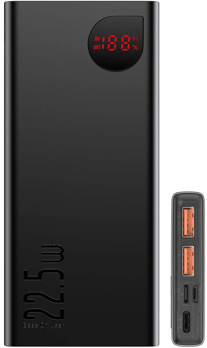 Adaman Serie - Powerbank - 10000mAh - Snel Laden - LED Display by Baseus in Black – product photo