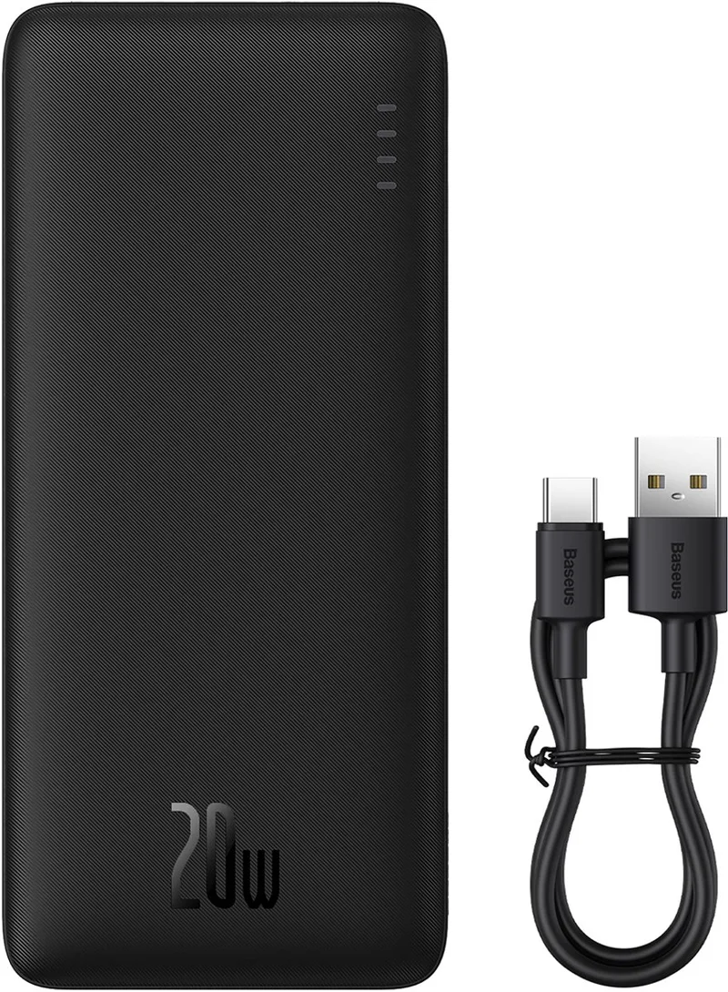 Airpow - Powerbank - 20W - 20000mAh - USB-A & USB-C Kabel van Baseus in Zwart – productfoto