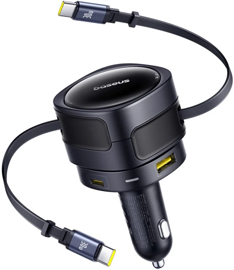 Autolader 90W Voor Auto 2X Usb-C 1X Usb-A Snel by Baseus in Black – product photo