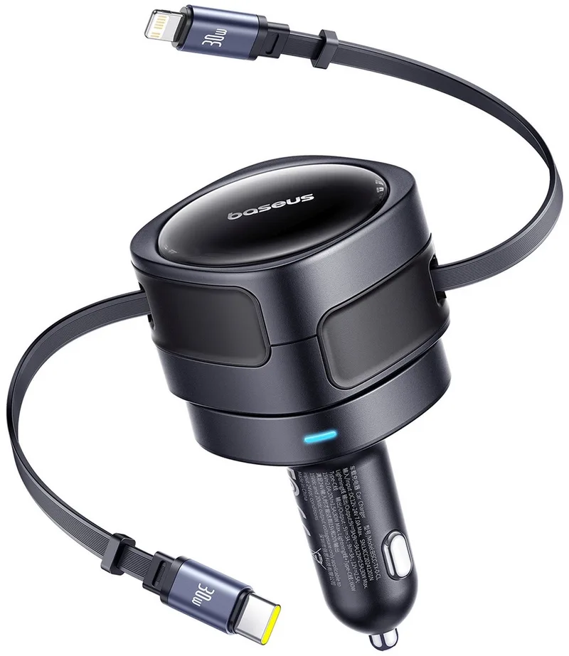 Autolader Voor Telefoons Usb-C Lightning 60W by Baseus in Transparent – product photo