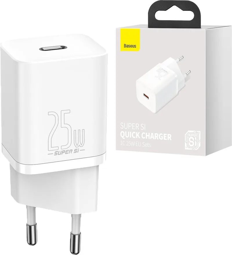 Baseus 25W Oplader 1C Wit - Power Delivery PD3.0 + QuickCharge QC3.0 från Baseus i Wit 25W – produktbild