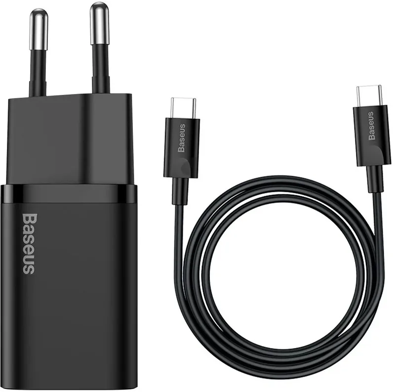 Baseus 25W Oplader met kabel 1C - Power Delivery PD3.0 + QuickCharge QC3.0 de Baseus en Noir – photo produit