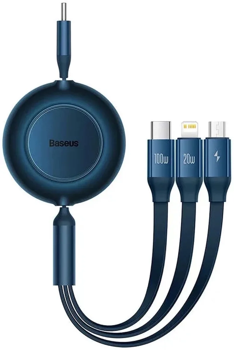 Baseus 3-in-1 Kabel USB-C naar Micro-USB / USB-C / Lightning 1.1M de Baseus en Bleu – photo produit