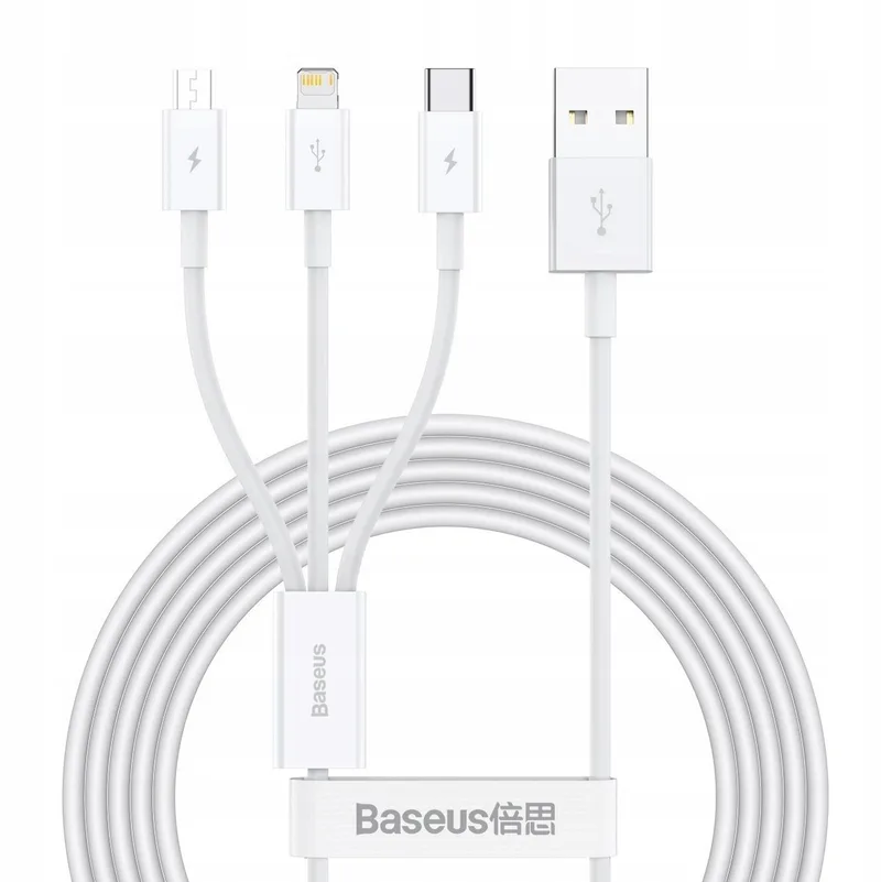 Baseus 3-in-1 USB-kabel: Micro, Lightning, Type-C, 3,5A, 1,5m by Baseus – product photo