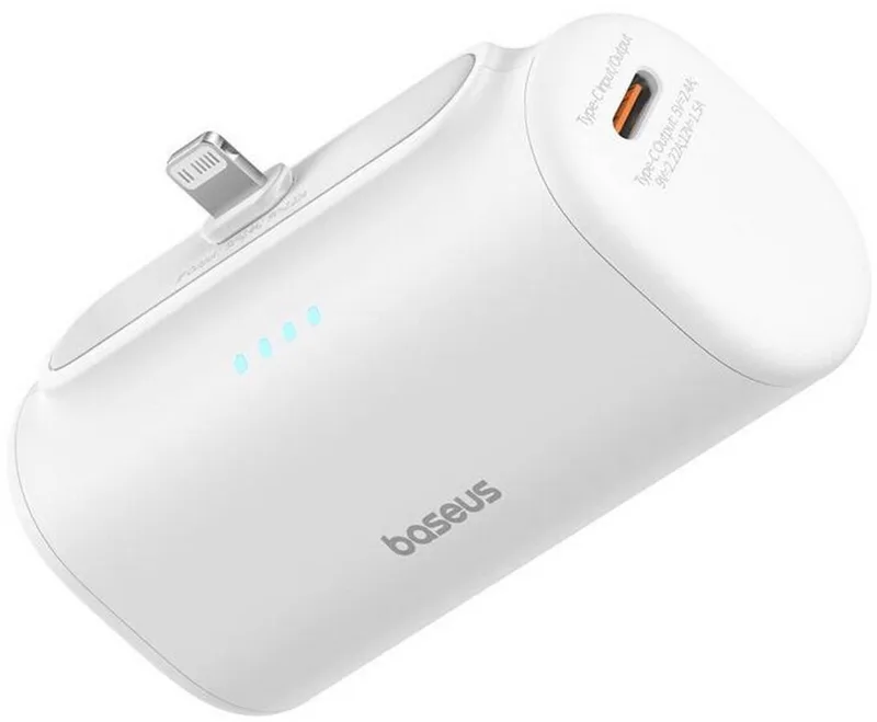 Baseus 5.000 mAh Powerbank Wit | Opvouwbare Apple Lightning Connector | Met USB-C Poort | Compact & Fast Charge Power Delivery | 20W de Baseus en Noir – photo produit
