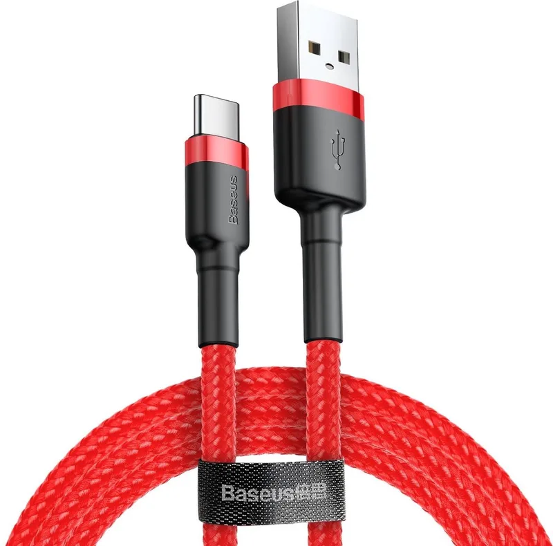 Cafule - Kabel duurzame nylon kabel USB/USB-C QC3.0 3A 0,5M - (CATKLF-A09) från Baseus i Röd – produktbild