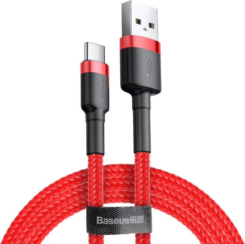 Cafule - Kabel Duurzame Nylon Kabel USB / USB-C QC3.0 3A 1M - (CATKLF-B09) by Baseus in Red – product photo